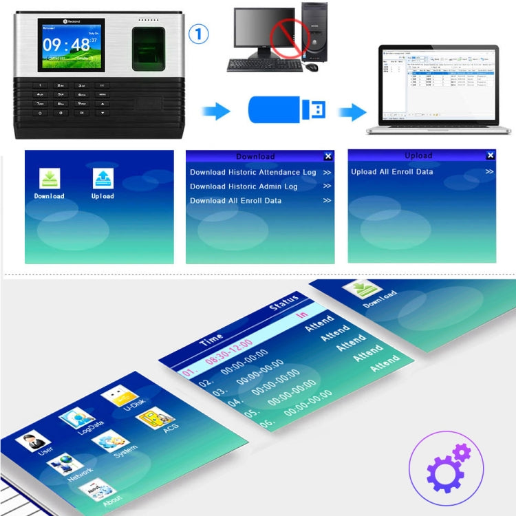 Realand AL355 Asistencia De Tiempo De Huellas Con WiFi Pantalla 2,8 Pulgadas