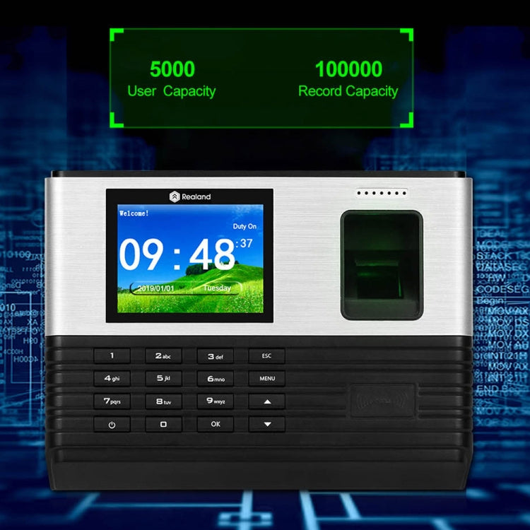 Realand AL355 Asistencia De Tiempo De Huellas Con WiFi Pantalla 2,8 Pulgadas