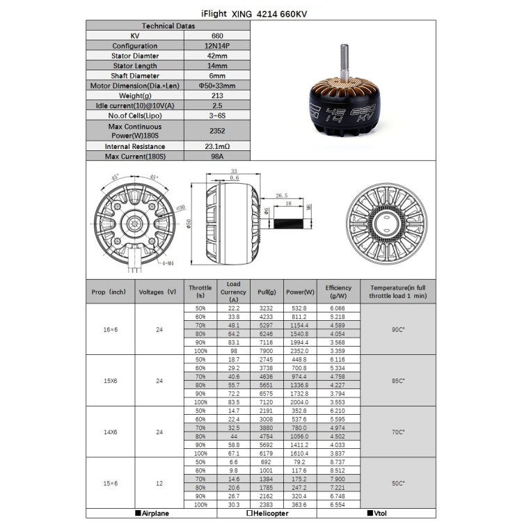 iFlight XING T4214 400KV UAV Motor CNC Alta Precisión