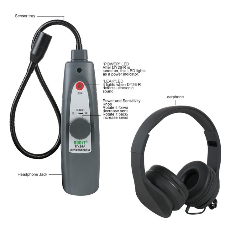 Duoyi DY26A Detector Ultrasónico Fugas Auto Sonda 420mm