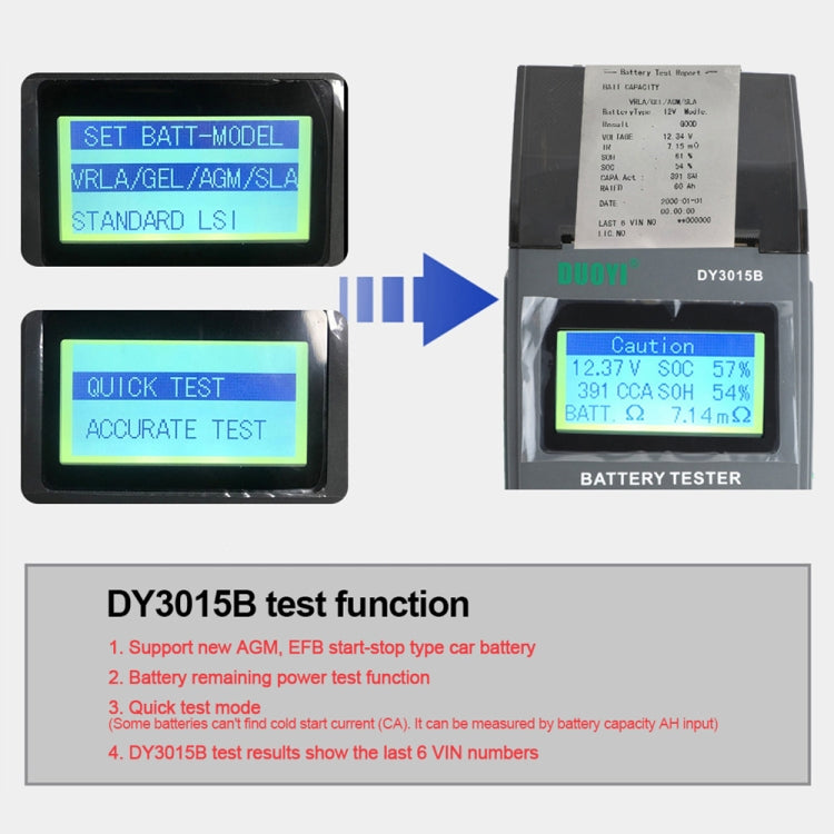 Duoyi DY3015B Probador De Batería 12V Con Pantalla LCD