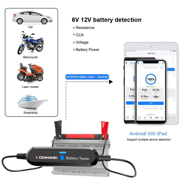 KONNWEI BK100 X431 BST360 Probador de Batería Bluetooth