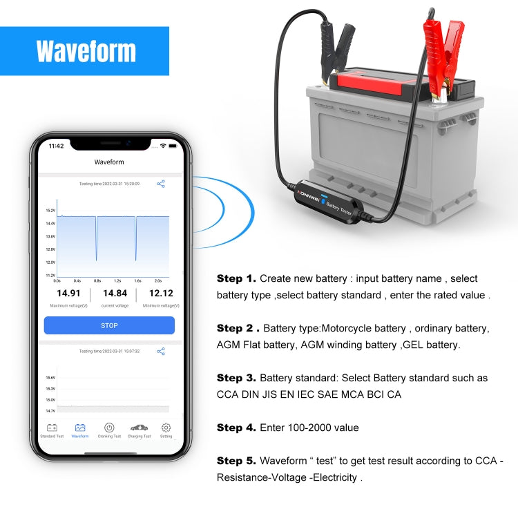 KONNWEI BK100 X431 BST360 Probador de Batería Bluetooth