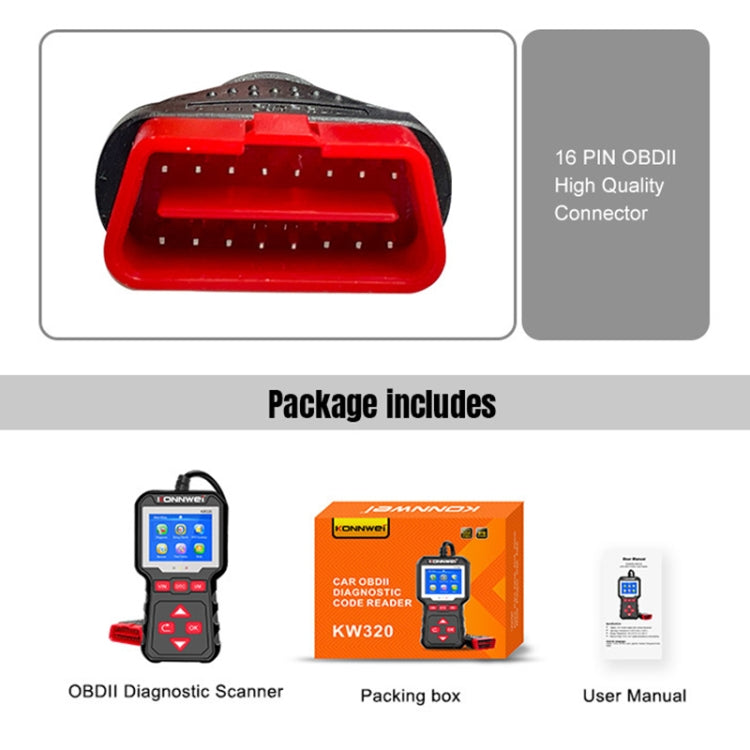 KONNWEI KW320 Herramienta OBD2 Diagnóstico Automotriz Lectura de Códigos