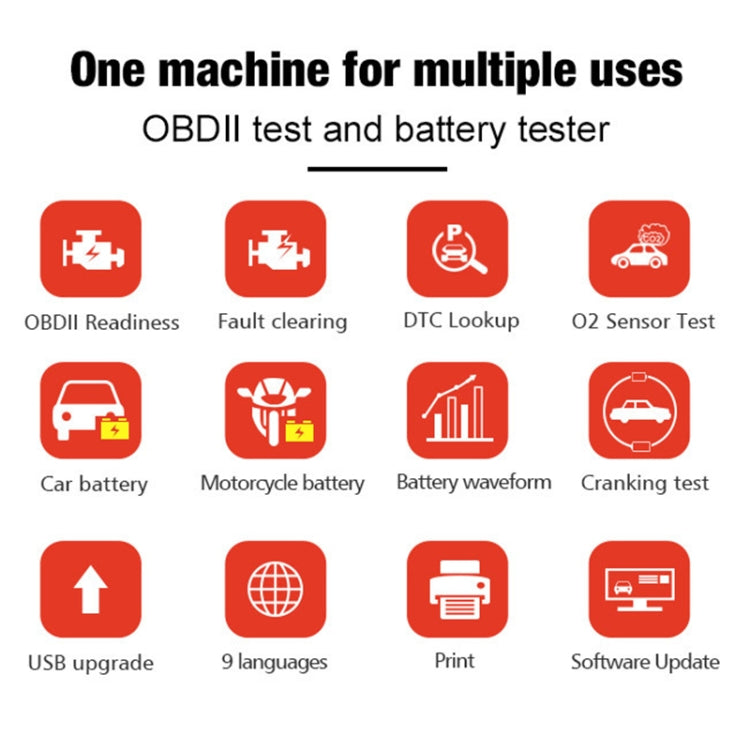 KONNWEI KW870 Diagnóstico OBD2 y Probador de Batería 2 en 1