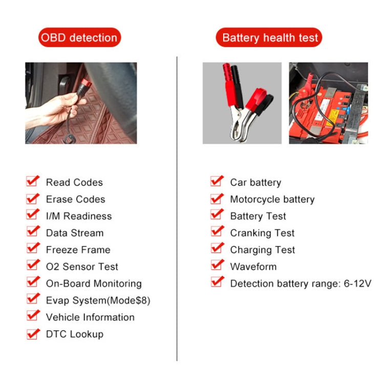 KONNWEI KW870 Diagnóstico OBD2 y Probador de Batería 2 en 1