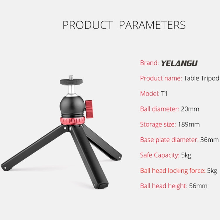 YELANGU T1 YLG1202A Mini Trípode Escritorio Cabezal360Grados