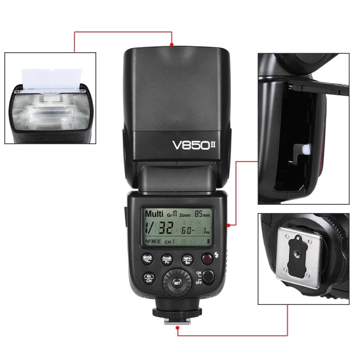 Godox V850II Flash Inalámbrico 2.4GHz HSS 1/8000s para DSLR Pro