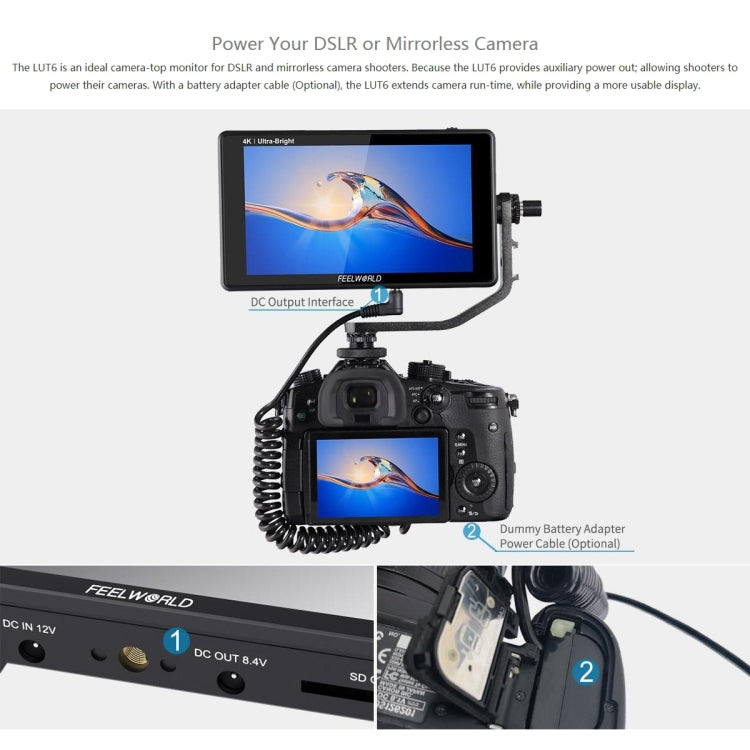 FEELWORLD LUT6 Monitor de Cámara 6 Pulgadas 2600 nits