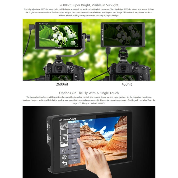 FEELWORLD LUT6 Monitor de Cámara 6 Pulgadas 2600 nits