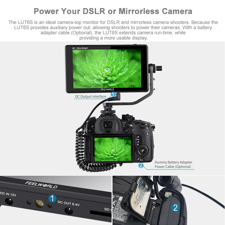 FEELWORLD LUT6S Monitor De Campo 6 Pulgadas IPS 2600 Nits