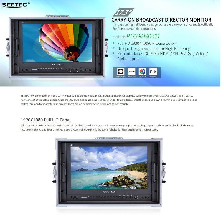 SEETEC P173-9HSD-CO Monitor De Campo Profesional 17,3 Pulgadas SDI HDMI 4K