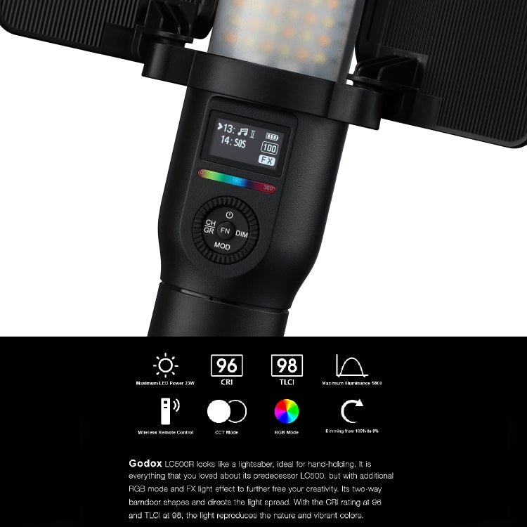 Godox LC500R RGB Luz LED 2500K-8500K Con Control Remoto Portátil