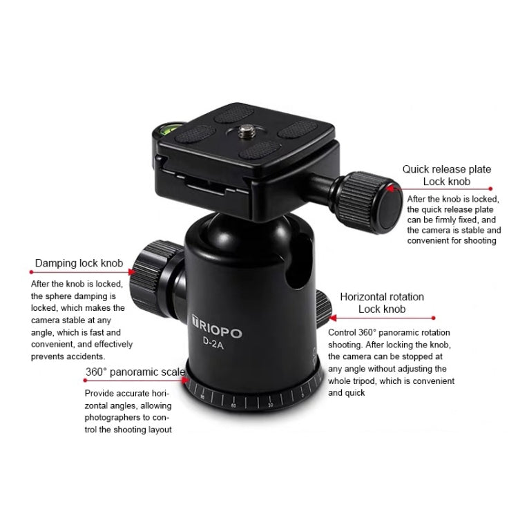 TRIOPO D-2A Trípode Aluminio Rotación 360 Grados 36mm