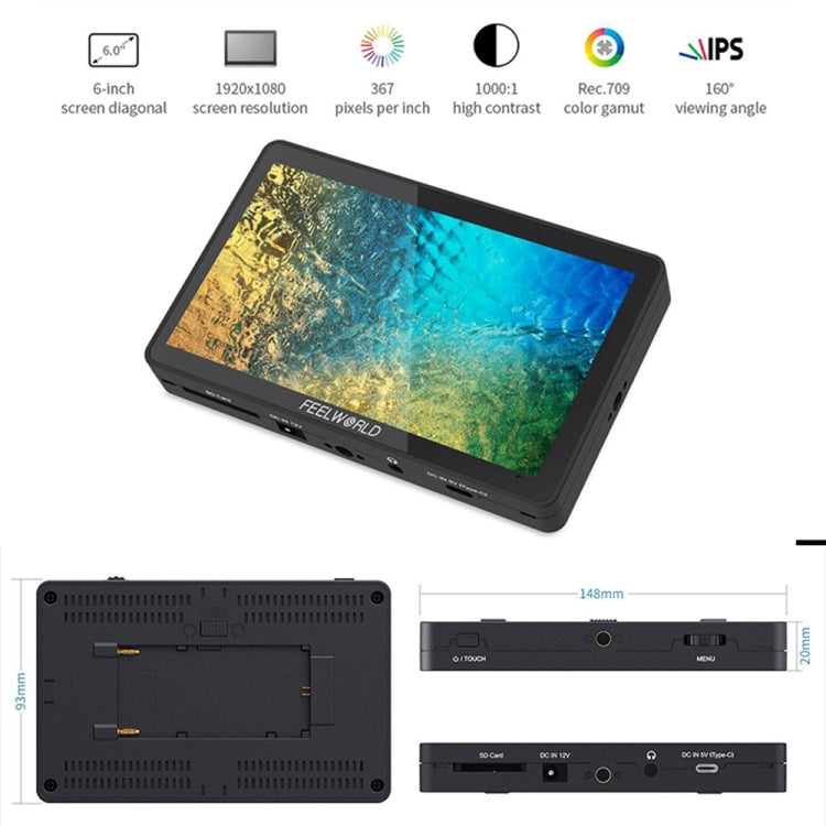 FEELWORLD F6 Plus V2 Monitor de Campo DSLR Pantalla Táctil