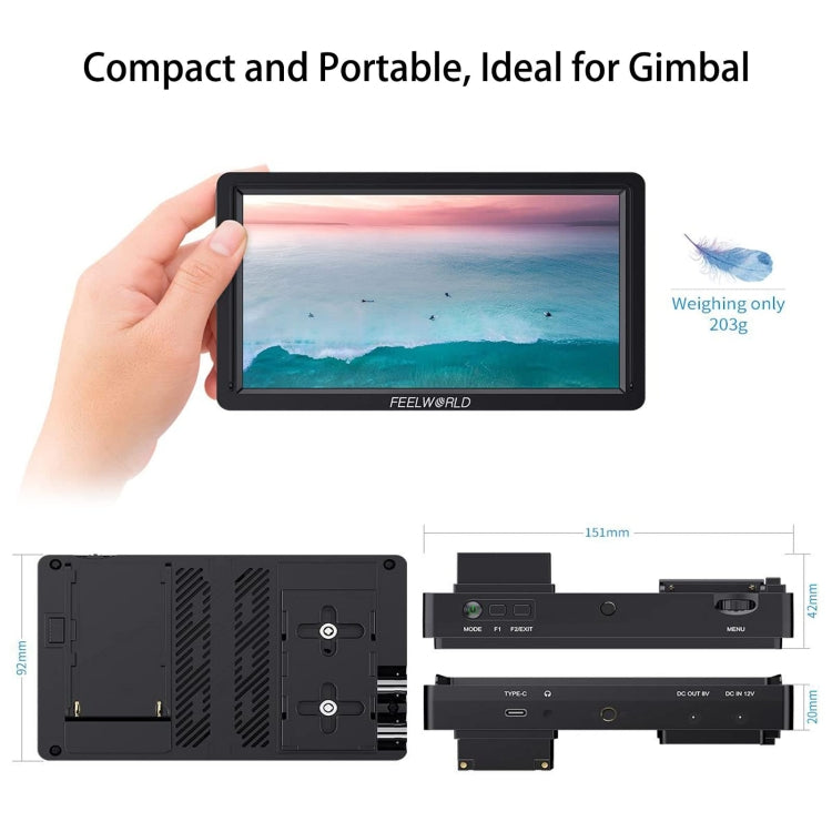 FEELWORLD FW568S Monitor Para Cámara 6 Pulgadas FHD IPS 3G SDI HDMI
