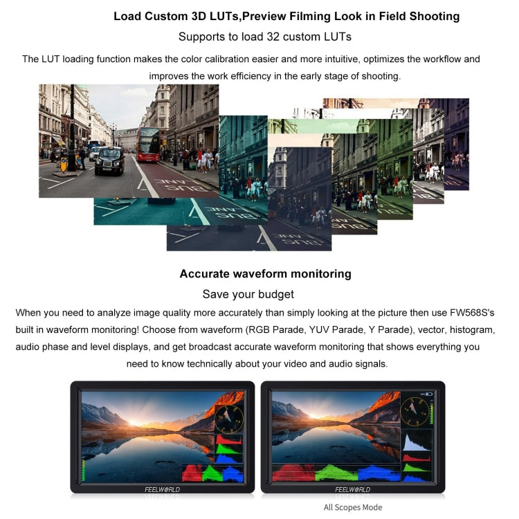 FEELWORLD FW568S Monitor Para Cámara 6 Pulgadas FHD IPS 3G SDI HDMI