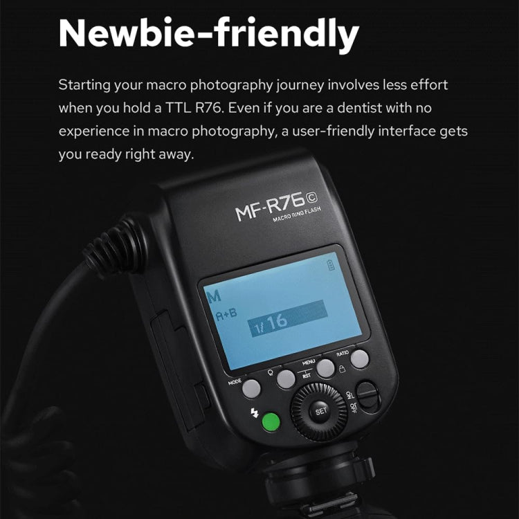 Godox MF-R76N ITTL Macro Ring Flash Nikon Lighting for Macro Closeup