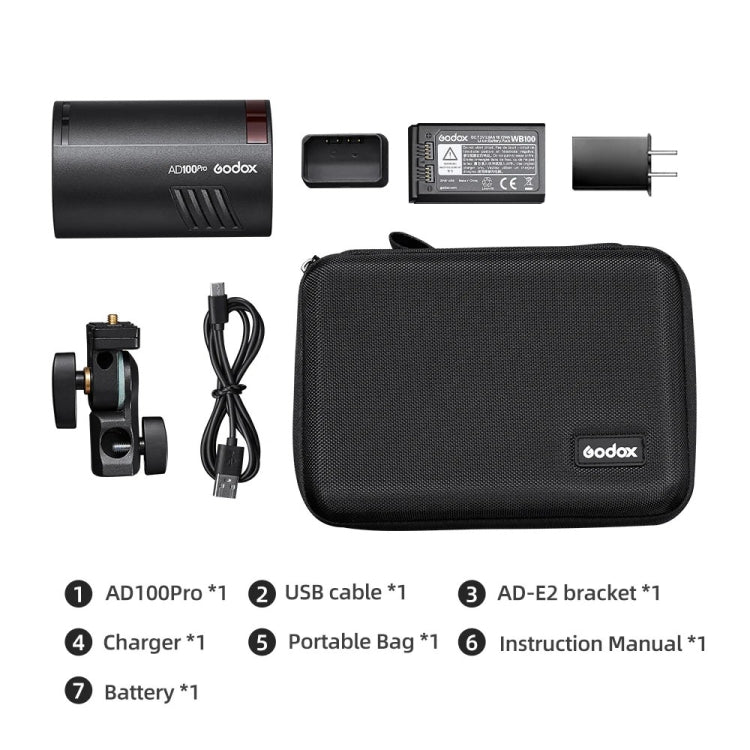 Godox AD100Pro Flash de Bolsillo para Exterior Potencia 100W