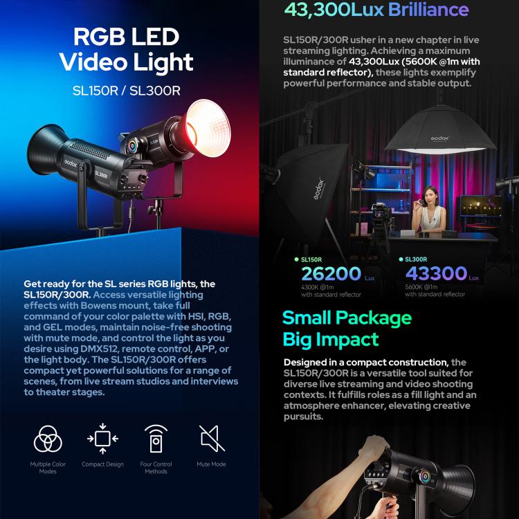 Godox SL300R Luz de Video LED Monolight Bowens 310W