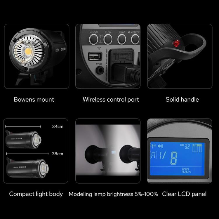 Godox SK400II-V Flash De Estudio 400W Montura Bowens