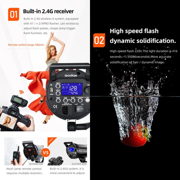 Godox Quicker400IIM Flash de Estudio 400W con Bowens