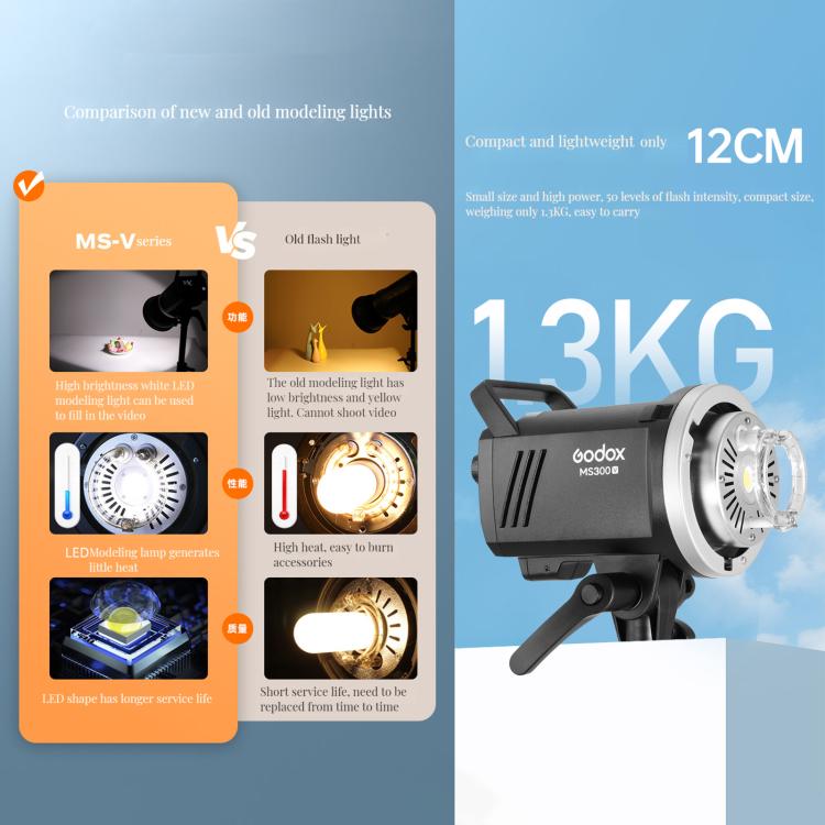 Godox MS300-V Flash De Estudio 300W 2.4 GHz Inalámbrico