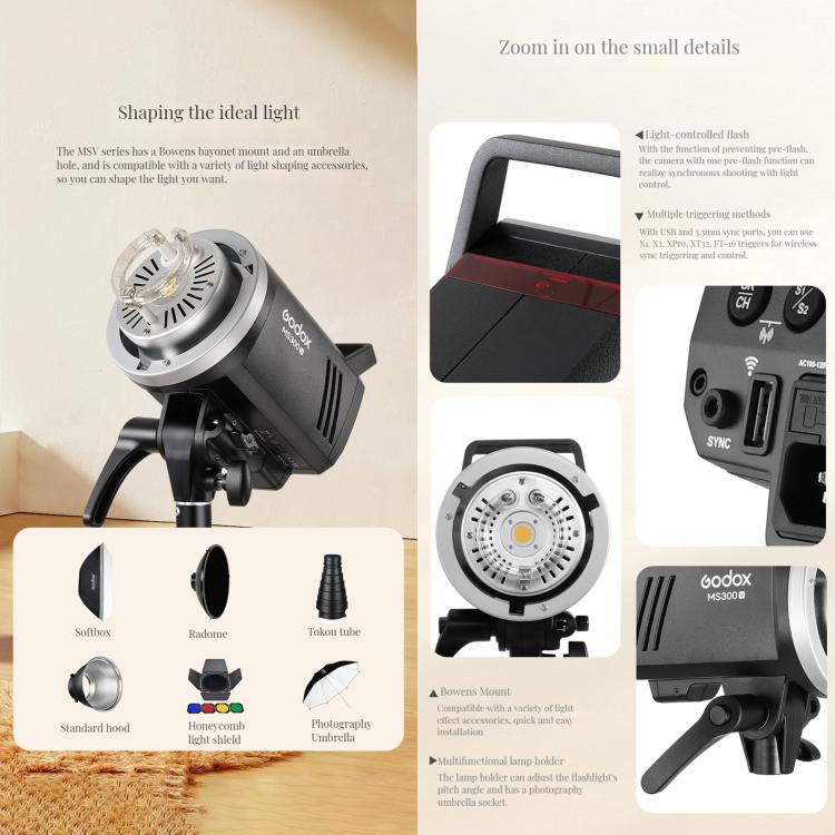Godox MS300-V Flash De Estudio 300W 2.4 GHz Inalámbrico
