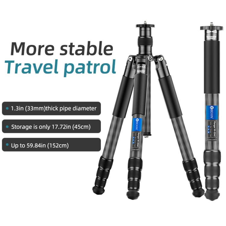 BEXIN W-334C Trípode DSLR Portátil Fibra de Carbono