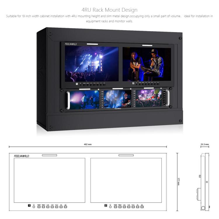 FEELWORLD D101 PLUS Monitor 10,1 Pulgadas Rack 4RU Ligero