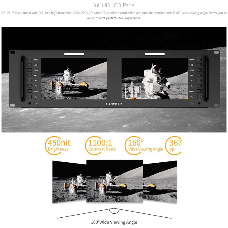 FEELWORLD D71 PLUS Monitor 4K de 7 Pulgadas IPS Rack 3RU