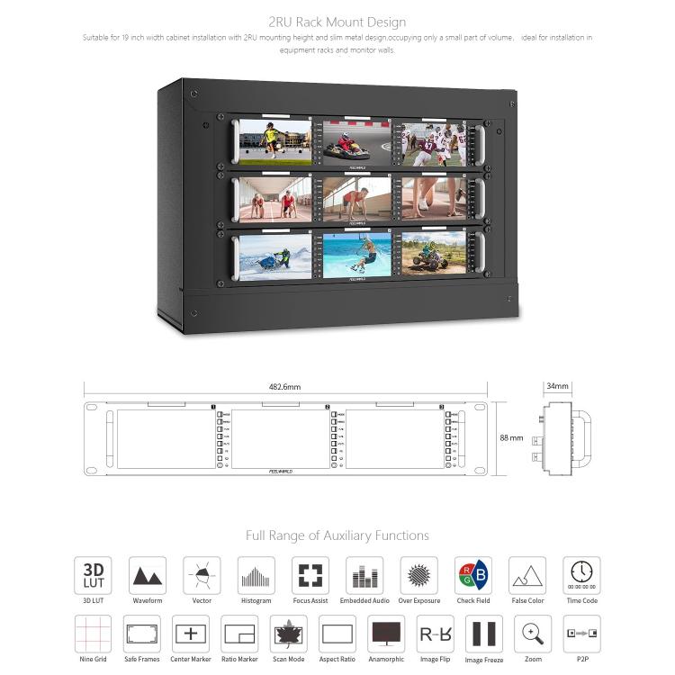 FEELWORLD T51 PLUS Monitor para rack 2RU FHD 3G SDI HDMI