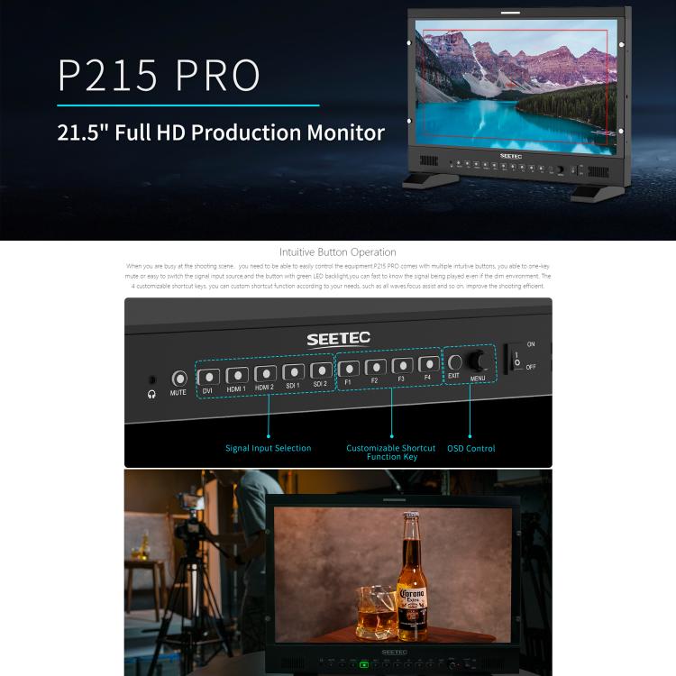 SEETEC P215 PRO Monitor Transmisión 21,5 Pulgadas 1000 Nits Profesional