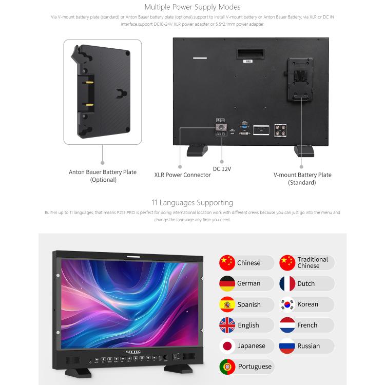 SEETEC P215 PRO Monitor Transmisión 21,5 Pulgadas 1000 Nits Profesional