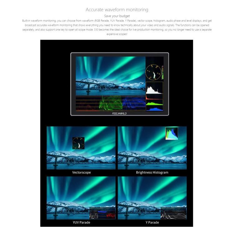 FEELWORLD S10 Monitor de Campo 10.1 Pulgadas Brillo 1200 Nit