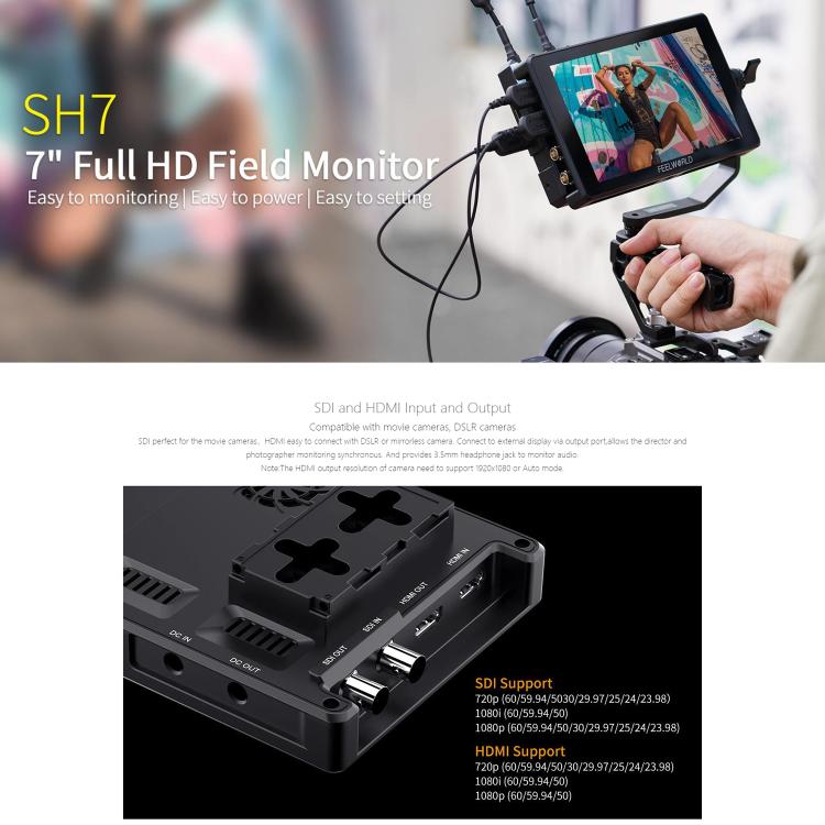 FEELWORLD SH7 Monitor De Cámara 7 Pulgadas 2200 Nit