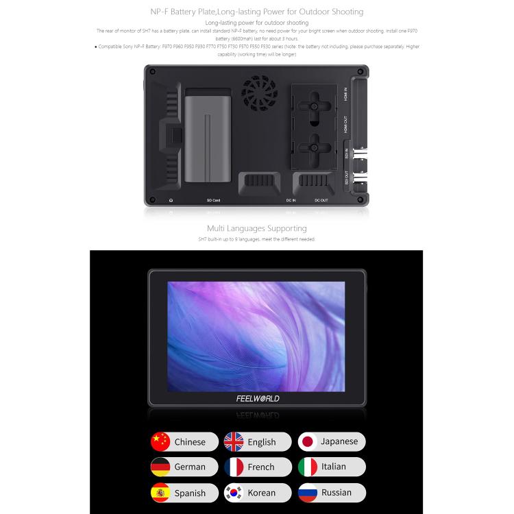 FEELWORLD SH7 Monitor De Cámara 7 Pulgadas 2200 Nit