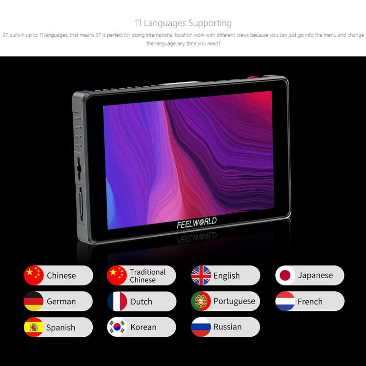 FEELWORLD S7 Monitor de Campo 7 Pulgadas Pantalla Tactil 1600 Nit HDMI2.0