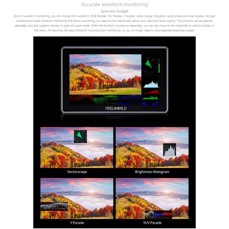 FEELWORLD H5 Monitor De Campo 1200 Nits Brillo Exterior Profesional