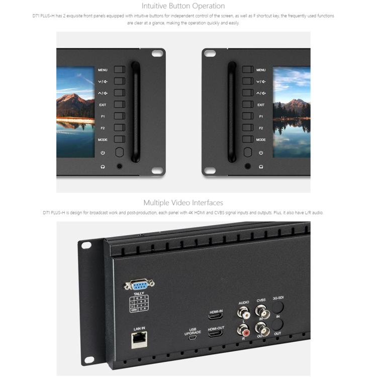 FEELWORLD D71 PLUS-H Monitor 7in IPS 1920x1200 Montaje Rack