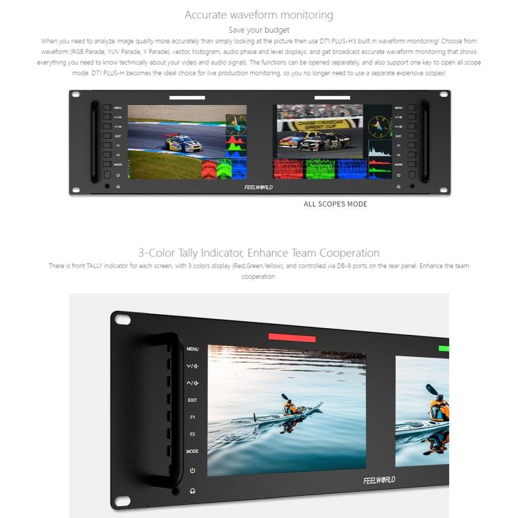 FEELWORLD D71 PLUS-H Monitor 7in IPS 1920x1200 Montaje Rack