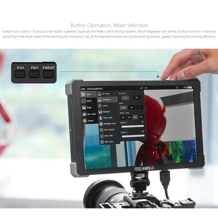 FEELWORLD T10 Monitor de Campo 10.1 Pulgadas Pantalla Tactil HDMI 4K