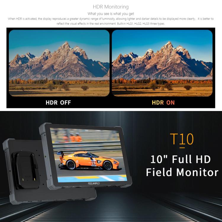 FEELWORLD T10 Monitor de Campo 10.1 Pulgadas Pantalla Tactil HDMI 4K