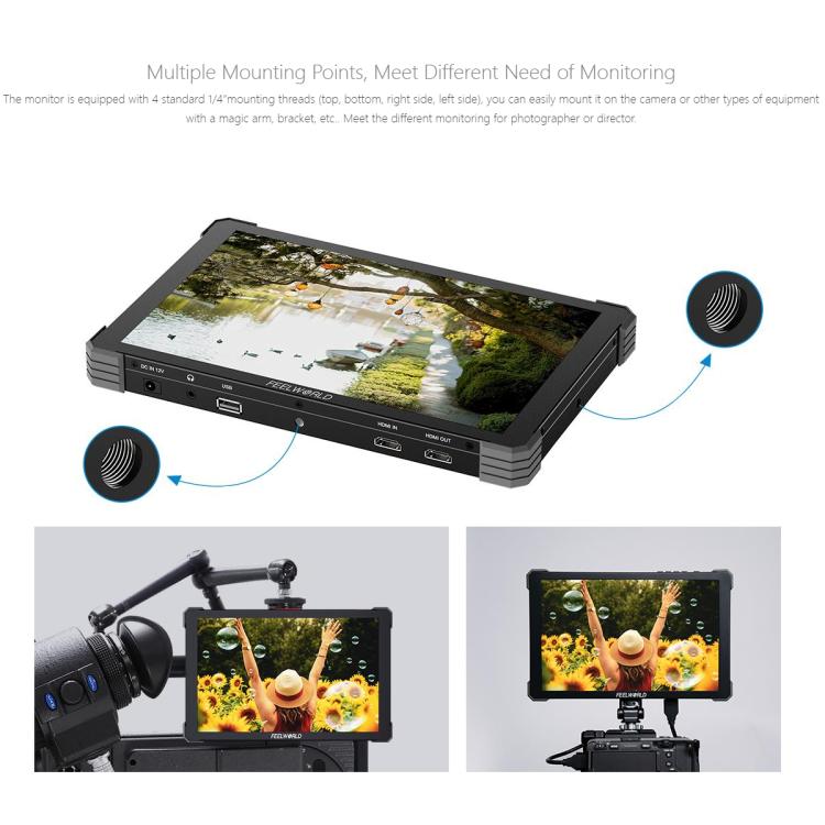 FEELWORLD T10 Monitor de Campo 10.1 Pulgadas Pantalla Tactil HDMI 4K