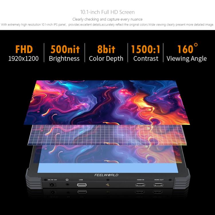 FEELWORLD T10 Monitor de Campo 10.1 Pulgadas Pantalla Tactil HDMI 4K