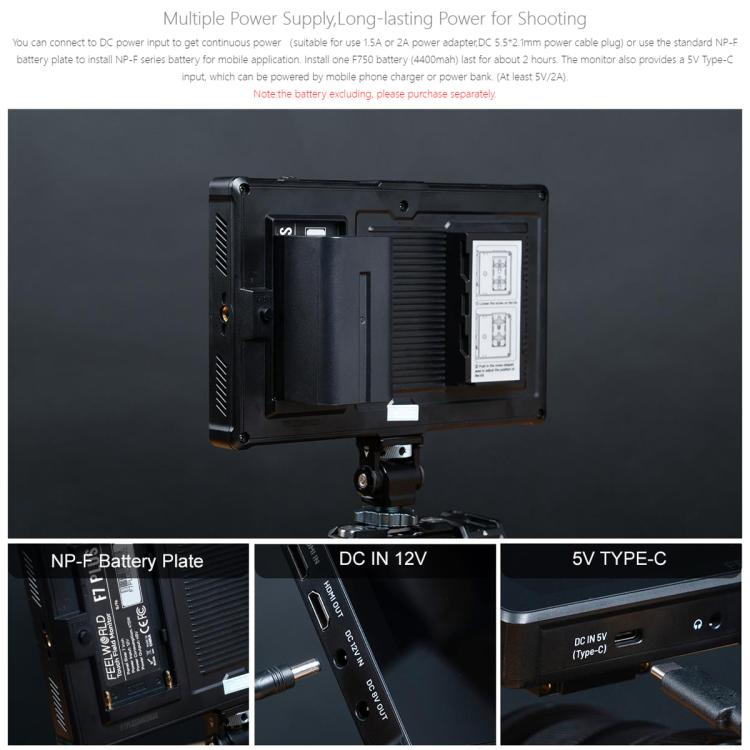 FEELWORLD F7 PLUS Monitor De Campo DSLR 7 Pulgadas Pantalla Tactil 4K