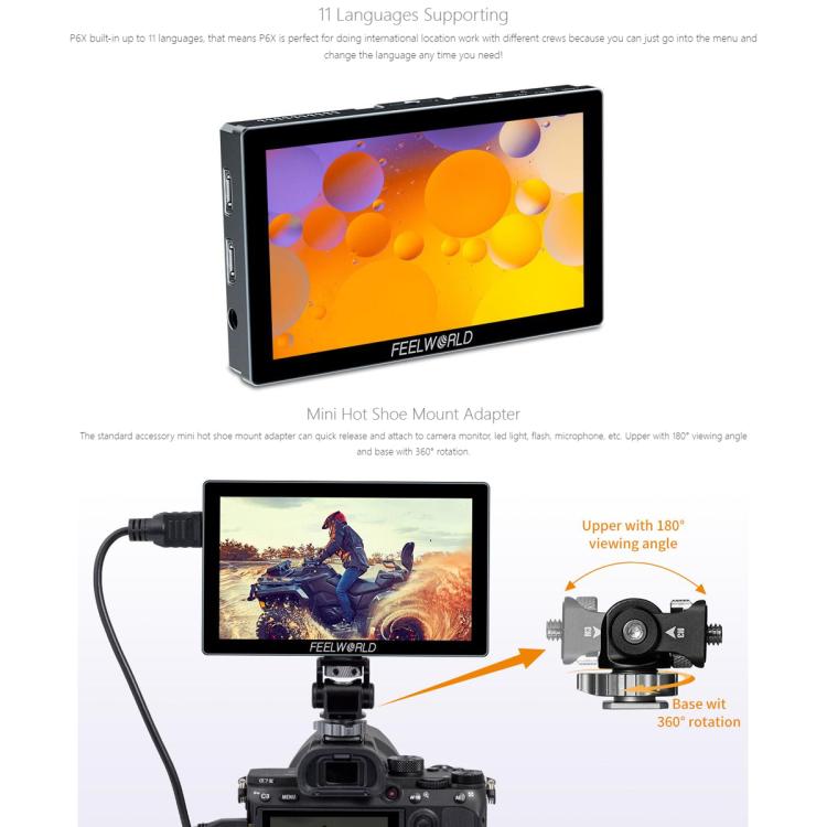 FEELWORLD P6X Monitor De Campo 5,5 Pulgadas Pantalla Táctil