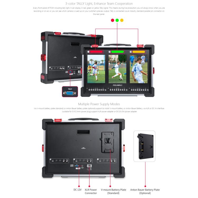 FEELWORLD PS101 Monitor Portátil 10.1 Pulgadas Brillo 1000 Nits