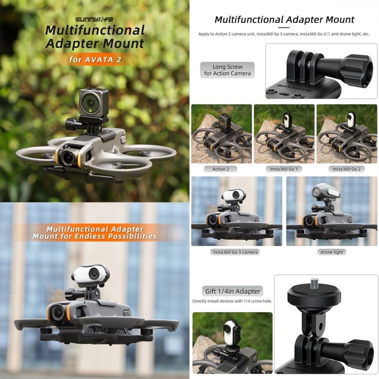 Sunnylife DJI Avata 2 Soporte Cámara Montaje Drone Luz