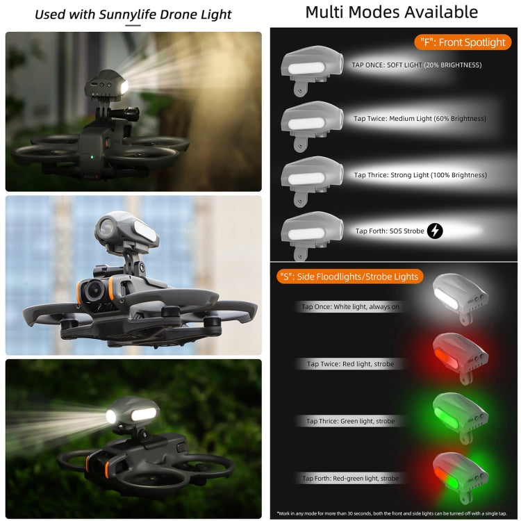 Sunnylife DJI Avata 2 Soporte Cámara Montaje Drone Luz